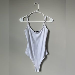 Missguided White Stretchy Ribbed Bodysuit